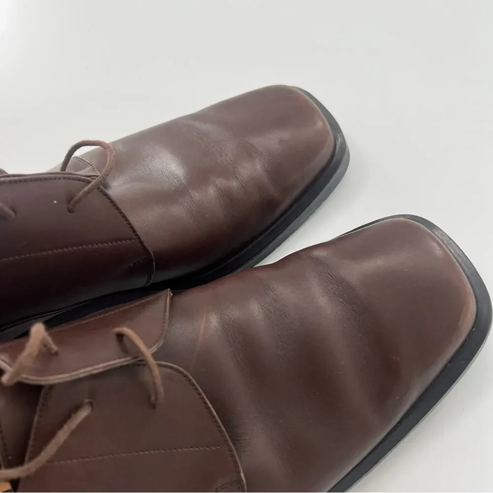 Bally Cosor Dark Brown Leather Square Toe Men’s Shoe Oxford Formal Made in Italy